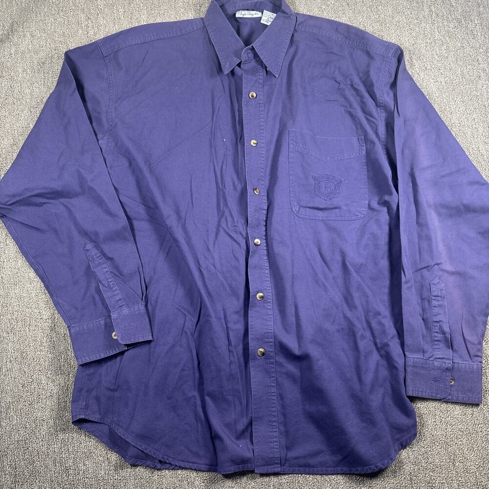 Vintage 90s Men’s Bugle Boy Button Up Shirt Long Sleeve Purple XL Retro